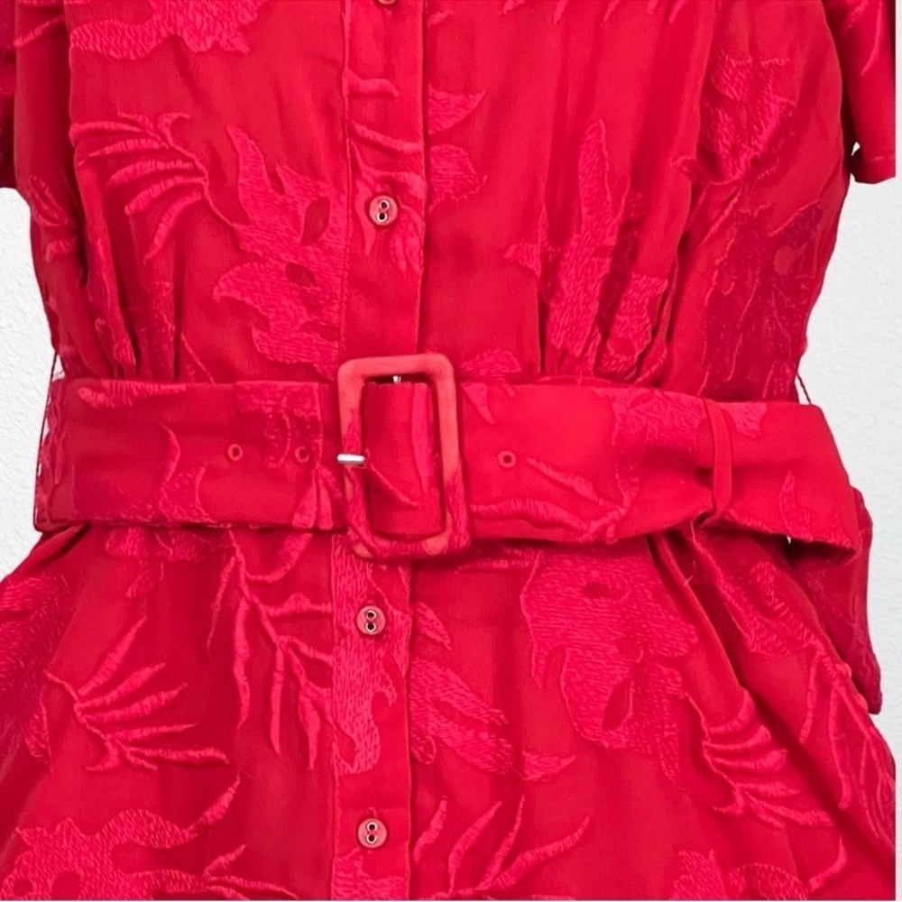 NEW Anthropologie Ranna Gill Red Scarlette Embroidered Shirt Dress SZ S - Picture 4 of 11